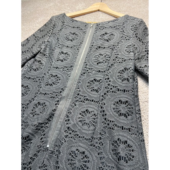 Adrianna Papell Gray Lace Cocktail Dress Party Career Size 12 Crochet Career - Picture 12 of 13